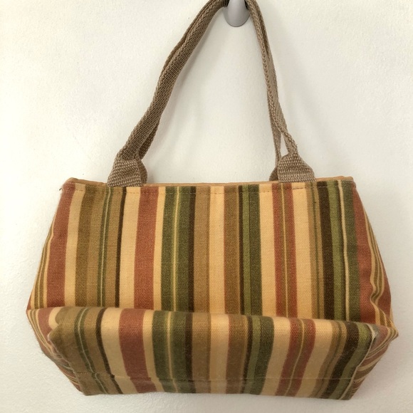 Muted Tan and Green Striped Mini Purse - Picture 3 of 4